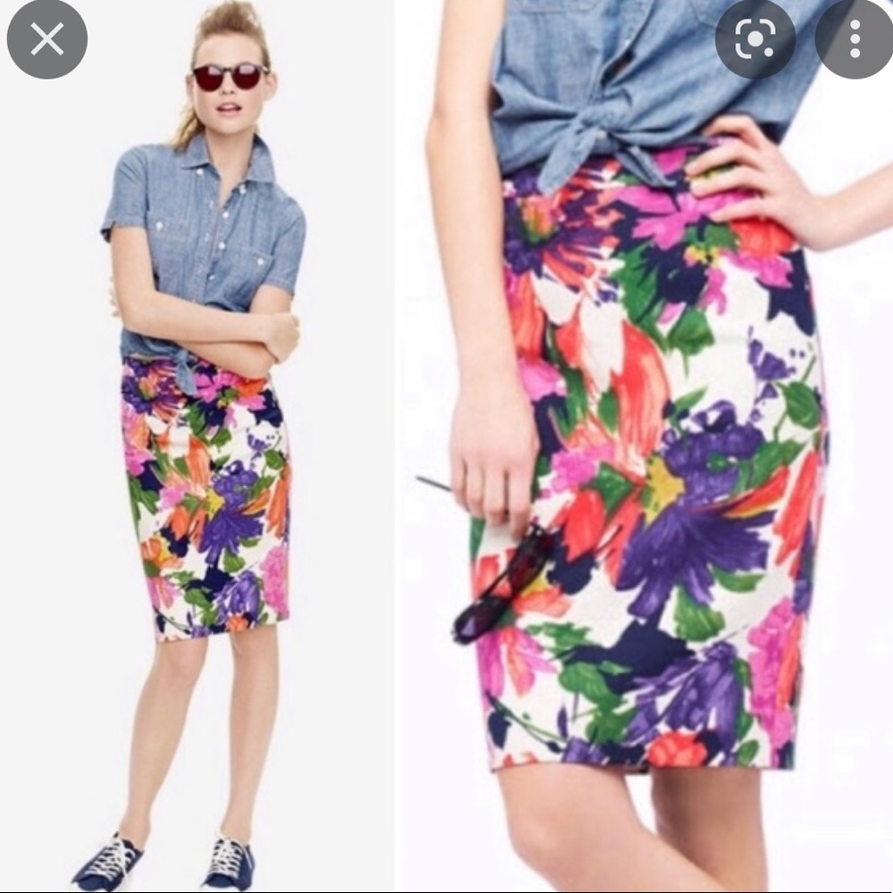 J crew watercolor floral pencil skirt